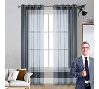 LIUNADM Translucides Voilage à Oeillets Rideaux 200 x 230 cm Bloquer Soleil Anti-UV, Doux et Esthétiques Bloquer Lumière Rideaux et Draperies Intérieurs pour Fenêtre, Fenêtre, Maison, Terrasse, Gris