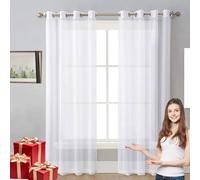 LIUNADM Translucides Voilage à Oeillets Rideaux 50 x 185 cm Demi Transparent, avec Œillets, Multicolore Rideaux Voilages de Fenêtre pour Fenêtre, Fenêtre, Maison, Terrasse, Blanc