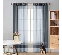 LIUNADM Voilage à Oeillets, Rideaux Salon 150 x 210 cm Demi Transparent, Polyester, Plusieurs Tailles Draperies Intérieurs Modernes, Voilages pour Porte Salon Chambre Cuisine Dressing, Gris