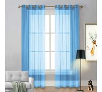 LIUNADM Voilage à Oeillets, Rideaux Salon 200 x 220 cm Demi Transparent, Polyester, Plusieurs Tailles Rideaux Voilages de Fenêtre pour Porte Salon Chambre Cuisine Dressing, Bleu Ciel