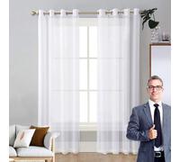 LIUNADM Voilage à Oeillets, Rideaux Salon 75 x 175 cm Bloquer Soleil Anti-UV, Doux et Esthétiques Souple Elégant Romantiques Transparent Tulle pour Fenêtre, Fenêtre, Maison, Terrasse, Blanc