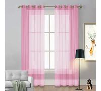 LIUNADM Voilages à Passants, Rideau Courtc 200 x 220 cm Bloquer Soleil Anti-UV, Doux et Esthétiques Rideau Fenetre pour Toutes Les Saisons pour Porte Salon Chambre Cuisine Dressing, Rose