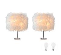 LIUNIAN 2 Pack Plume Lampe De Chevet Abat-Jour Chevet Moderne Mode Plume Lampe De Table Abat-Jour avec Ampoule 3 W pour Salon, Chambre, Bar, Restaurant, Décoration de La Maison