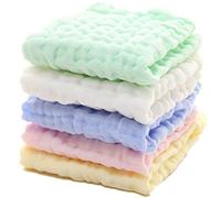 LIUNIAN 5 PACKS débarbouillettes pour bébé en mousseline de soie, lingettes 100% coton naturelles pour bébé, serviette pour bébé nouveau-né respirante et respirante pour peaux sensibles, 12''x12 ''