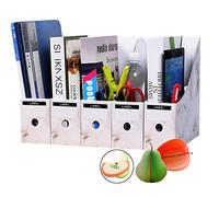 LIUNIAN 5 pcs Bureau Porte-Revues De Remplissage Rack Bricolage Marron Vert Vertical en Carton De Bureau Papeterie Boîte De Rangement Document Classification Fichiers (Motif de marbre)