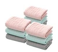 LIUNIAN 9 PACKS débarbouillettes pour bébé en mousseline de soie, lingettes 100% coton naturelles pour bébé, serviette pour bébé nouveau-né respirante et respirante pour peaux sensibles, 12 ''x12 ''