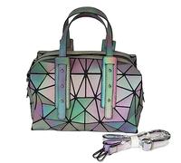 LIUNIAN Frauen leuchtende Handtasche Boston-Tasche Nachtglühen Geometrische Dreieck faltbare große Kapazität Umhängetasche Matte bunte Mode Umhängetasche für Frauen