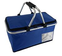 Liunian459 30L Pliable Panier Pique-Nique Isotherme 2 4 6 Personnes(46x28x24cm) Grande Sac Isotherme pour Pique-Nique Corbeille Tissu Oxford 600D Bleu