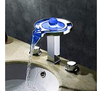 LIUNJHUY Ensemble de Douche Lampe LED à Trois Trous Robinet Tricolore Articles de Salle de Bain Lavabo Mélangeur d'eau Chaude et Froide Robinet de lavabo Beau et Pratique Interesting