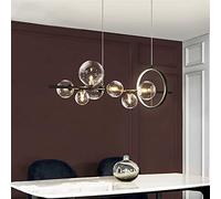 LIUNJHUY Lampe à Suspension de Table à Manger Noire Nordique Moderne Lustre LED avec Boules de Verre Transparent Luminaire Suspendu élégant pour Salle à Manger Bar Bureau Compatible G9 Interesting