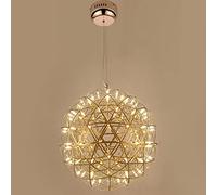 LIUNJHUY Lustre Boule d'étincelles, Lampe Suspendue Moderne à LED de feu d'artifice, plafonnier Rond réglable en Acier Inoxydable pour Salle à Manger, Salon, Chambre à Coucher, îlot de Cuisine, café,