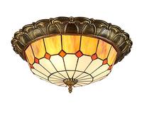 LIUNJHUY Plafonnier LED encastré, plafonnier Vintage en Verre teinté, éclairage Suspendu pour Salon, Chambre à Coucher, hôtel, café (Jaune + Blanc), lumière Blanche 6000 K, 52 x 18 cm Interesting