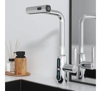 LIUNJHUY Robinet de Cuisine avec douchette extractible pivotante 3 Fonctions Affichage numérique Robinet d'évier de Cuisine en Laiton Robinet mitigeur de Cuisine extractible chromé Interesting