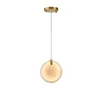 LIUNJHUY Suspension en marbre, luminaire Suspendu à LED, Mini Lampe Ronde Moderne pour îlot de Cuisine avec Abat-Jour en marbre, 1 lumière réglable pour Lustre de Bar d'entrée de Salle à Manger, 12 W