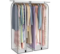 Liuoud Lot de 2 sacs à soufflets de 55,9 cm pour suspendre des vêtements, housses transparentes pour rangement de placard, protection de manteau pour costume, chemise longue, robe longue, bas fermé