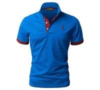 LIUPMWE Homme Mode Polo Manches Courte Casual Polo Coton Tennis Golf Basic T-Shirt Slim Fit Broderie Tops S-XXL,Bleu 2,M