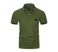 LIUPMWE Polo Homme,Manche Courte,Coton Casual Golf Couleur de Couture T-Shirts,XXL,Vert-new39