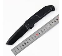 LIUS GROUP Couteau de poche pliant - Couteau universel en titane N690 - Noir - En acier inoxydable - Portable - Pour le camping et la chasse - Petit couteau de survie contre les edc - En métal