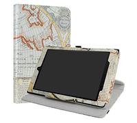 LiuShan 360°Rotation Rotatif étui avec Rabat Stand Support Housse Coque Couverture pour Amazon Fire HD 10 Tablet(5th /7th /9th Generation) 10.1" Tablet,Map White