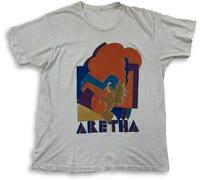 liusheng VTG 1980's Aretha Franklin White Promo Rap Tee T-Shirt Manches Courtes(Large)