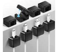 LIUW-8 Pièces Range Cable Bureau, Cable Management Magnétique Clips Cable Auto-Adhésifs Organisateur Du Cable Pour Table De Nuit, Câbles D'Alimentation, Câbles Hdmi, Usb, Audio (Noir, 7Mm)