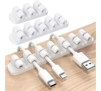 LIUW-Amélioré Clips Câble Organisateur Bureau, Lot De 3 Support De Câble, Organisateur De Cordon, Gestion Des Cables, Câble Management Pour Usb Câbles De Chargeur/Souris/Écouteur/Pc (Blanc)