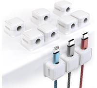 LIUW-Clip Câble, 6 Pcs 10 Trous Organisateur Câble Magnetique Avec Auto-Adhésifs, Clips Rangement De Câble, Pour Câble Chargement Usb, Câbles D'Alimentation, Pour Maison, Bureau (Blanc)