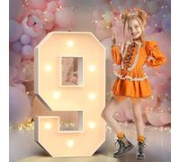 LIUWEIBIN Numéros géants lumineux pour chapiteau de 0,6 m, grands chiffres lumineux à DEL, décorations de fête d'anniversaire, numéros en carton, décoration d'anniversaire (9)
