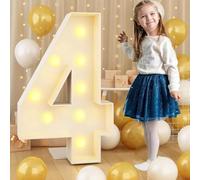 LIUWEIBIN Numéros géants lumineux pour chapiteau de 0,6 m, grands chiffres lumineux à DEL, décorations de fête d'anniversaire, numéros en carton, décoration d'anniversaire (4)