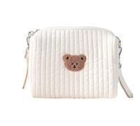 LIUWEIBIN Sacs À Langer Portables Universels Pour Bébé, Sac A Bebe Maternité Poussette Kit Naissance De Transport Maman Voyage Approprié Le Et Les Activités Plein Air, Blanc, S (Un seul ours)