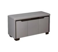 LIUWOPA Banc à Chaussures en pin avec Assise rembourrée, Structure en Bois, Rangement fermé, Rangement Ouvert, Rembourrage en Mousse Haute résilience pour Salon et Chambre.