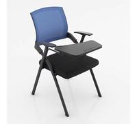 LIUWOPA Chaise d'étudiant avec Bureau intégré, Chaise de Bureau Pliable et empilable pour Ordinateur, Chaise gigogne en Maille pour Salle de conférence, réunion, Usage étudiant (Bleu)