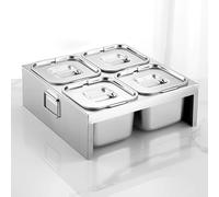 LIUWOPA Coffret à épices Grande capacité en Acier Inoxydable, Distributeur de comptoir avec Couvercle et cuillère, Organiseur de Rangement pour sel, Sucre, Accessoires pour Four à Pizza d'extérieur