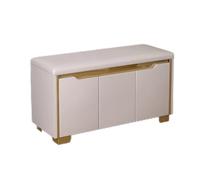 LIUWOPA Meuble à Chaussures en Bois avec Banc rembourré, siège de Rangement en pin, Range-Chaussures fermé, conteneur Ouvert, Coussins en Mousse Haute résilience pour Salon et Chambre