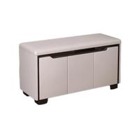 LIUWOPA Meuble à Chaussures en pin avec Assise rembourrée, Structure en Bois, Rangement fermé, Rangement Ouvert, Coussin en Mousse Haute résilience pour Salon, Chambre, entrée, canapé (Blanc)