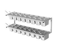 LIUWOPA Plateau à Pizza Double Couche en Acier Inoxydable, Plateaux compartimentés avec cuillère pour sauces et Fruits, Organisateur de préparation des Aliments pour Cuisine et Restaurant