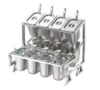 LIUWOPA Station de Garniture de Pizza, Plateau de Service et Support d'assaisonnement en Acier Inoxydable, Support à épices pour comptoirs de Cuisine et de Restaurant (A2)