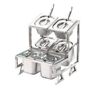 LIUWOPA Station de Garniture de Pizza, Plateau de Service et Support d'assaisonnement en Acier Inoxydable, Support à épices pour comptoirs de Cuisine et de Restaurant (A2)