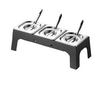 LIUWOPA Station de Garniture de Pizza, Station de préparation des Aliments en Acier Inoxydable avec contenants Amovibles, Ensemble de Supports à épices commerciaux pour Bar à Salade, Bar à Nachos