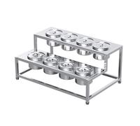 LIUWOPA Support à Pizza et à épices en Acier Inoxydable - Conteneur Amovible à Double rangée pour comptoirs de Cuisine et de Restaurant (57 x 55,5 x 26 cm-B)