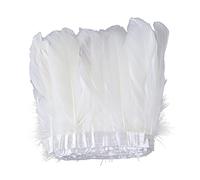 LIUXIN 1 mètre de Ruban de Plumes Blanches Pointe Spary Plumes d'oie dorées Frange 15-20 cm/6-8 Pouces décoration de fête de Mariage Panache pour l'artisanat