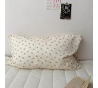 LIUXIN 1 Pcs Taie d'oreiller rectangulaire en Pur Coton Floral pour Une Personne, Style Campagne Vintage, Fermeture à enveloppe, Douce et Confortable
