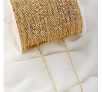 LIUXIN Chaîne croisée plaquée Or 18 carats 1 mètre chaîne croisée pour la Fabrication de Bijoux Collier à Faire soi-même Boucles d'oreilles Bracelets Bobine de chaîne