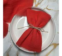 LIUXIN Lot de 10 Serviettes en Coton Gaze Rouge de Noël 32 x 32 cm, réutilisables, pour décoration de Table de Mariage, de fête, rétro