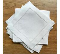 LIUXIN Lot de 12 Serviettes à Cocktail de Couleur Naturelle, 20 cm x 20 cm, Couleur Blanche