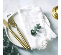 LIUXIN Lot de 12 Serviettes de Table en Gaze de Coton 41 x 41 cm, Style rétro Rustique, pour Salle à Manger, fête de Mariage, décoration de Table