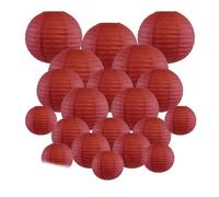 LIUXIN Lot de 20 lanternes en Papier Rouge foncé de 15,2 cm, 20,3 cm, 25,4 cm, 30,5 cm, pour vin, pour fête de Mariage, décoration d'extérieur à Suspendre