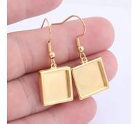 Lot de 6 Plateaux de réglage de Lunette en Acier Inoxydable plaqué Or pour Boucles d'oreilles cabochon carrées de 12 mm pour Bricolage, Fournitures de Fabrication de Bijoux