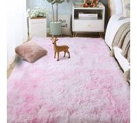 LIUYANYAN Tapis Salon 130 x 130 cm Poil Long Doux Tapis Salon Shaggy Poil Long Ne Perd Pas Ses Poils Chambre Bébé Pépinière Dortoir, Rose Clair