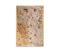 LIUYANZI Carte historique de l'Empire ottoman Piri Reis, impression sur toile vintage en niveaux de gris, finition brillante, 30,5 x 45,7 cm